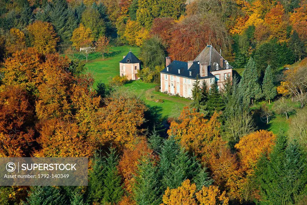 France, Eure, Bourneville, Chateau Le Montlivet aerial view