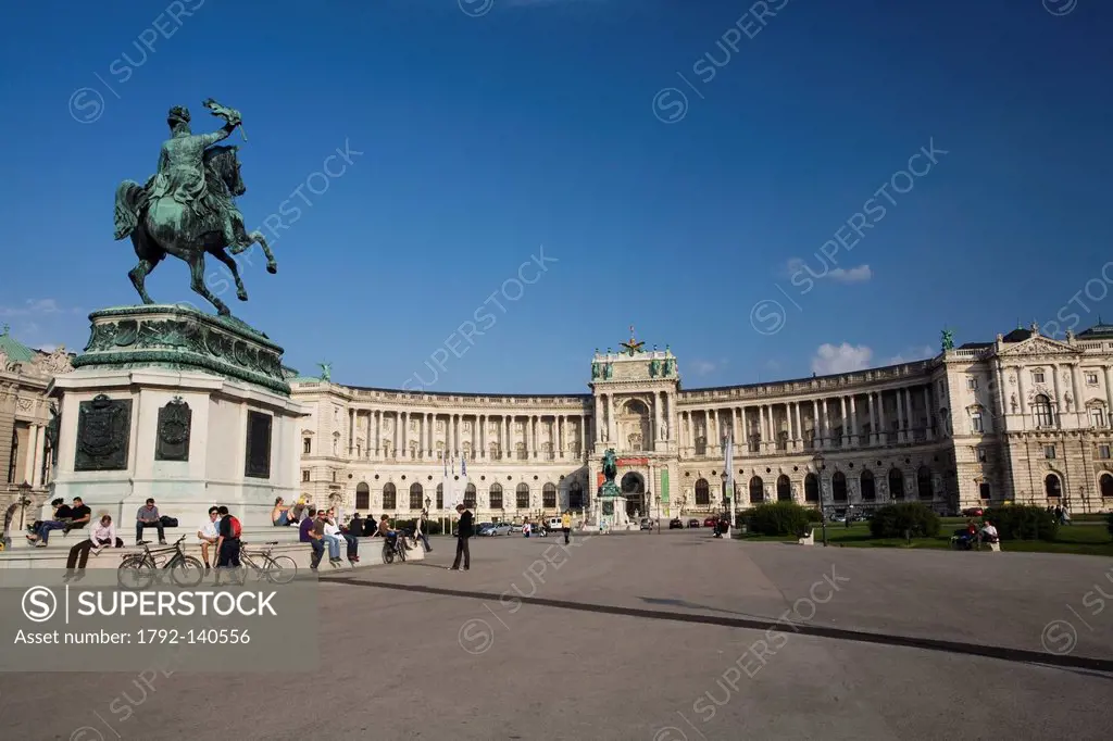Austria, Vienna, historic center listed as World Heritage by UNESCO, HofburgImperial Palace, Heldenplatz, equestrian statue of Archduke Charles
