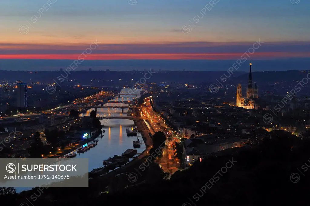 France, Seine Maritime, Rouen, view over the Seine and the city center