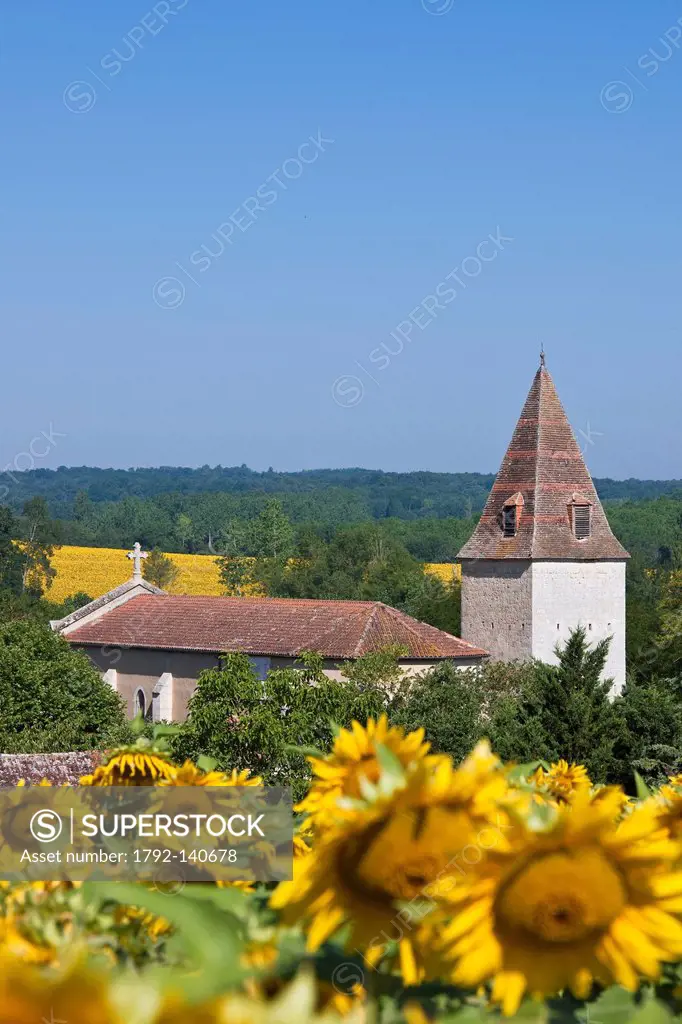 France, Gers, Auzoue Valley, Fources, labeled Les Plus Beaux Villages de France The Most Beautiful Villages of France, the church St Lawrence