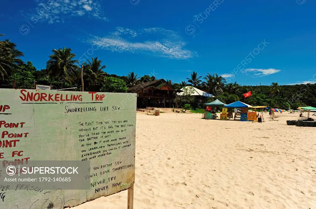 Malaysia, Terengganu State, Perhentian Islands, Perhentian Kecil, funny snorkeling advertisement