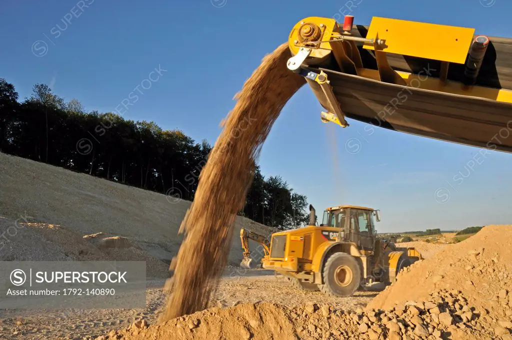 France, Territoire de Belfort, Sevenans, excavation on the construction site of the LGV high speed railway line, the Eastern branch