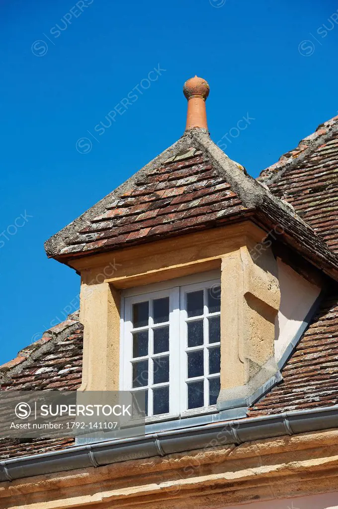 France, Saone et Loire, Semur en Brionnais, labeled Les Plus Beaux Villages de France The Most Beautiful Villages of France, window