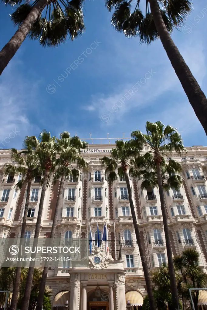 France, Alpes Maritimes, Cannes, facade of the Carlton Hotel