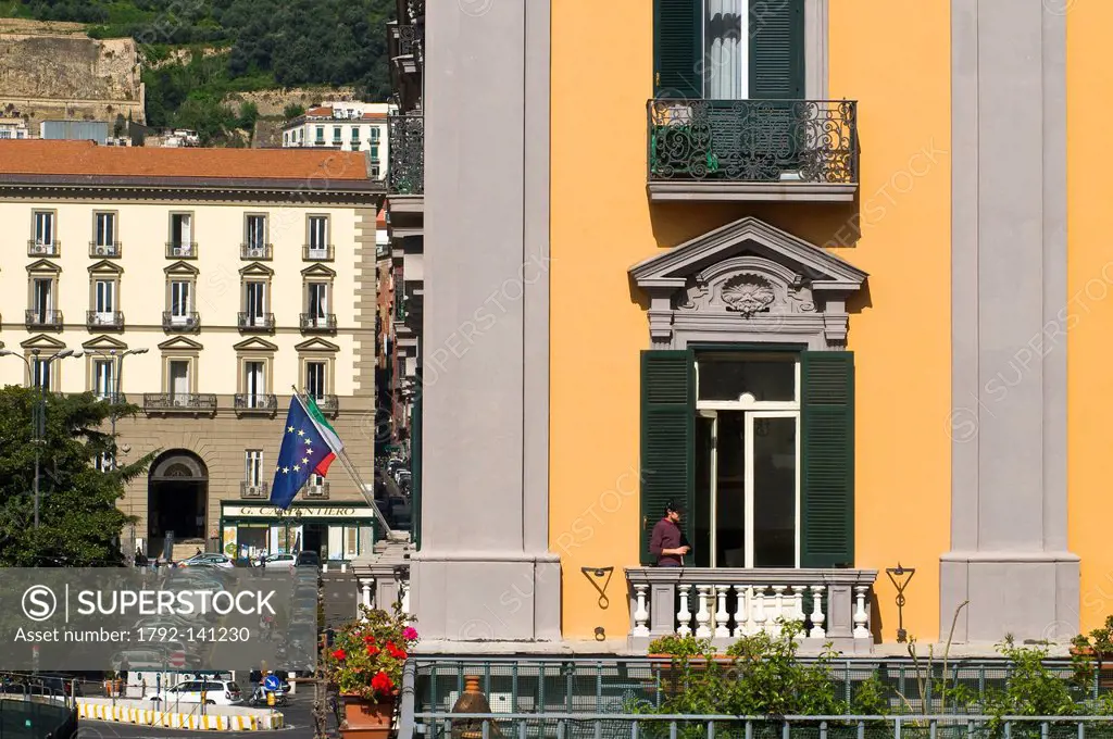 Italy, Campania, Naples, historical centre listed as World Heritage by UNESCO, Mercure hotel on via Agostino Depretis in dowtown, view from terasse