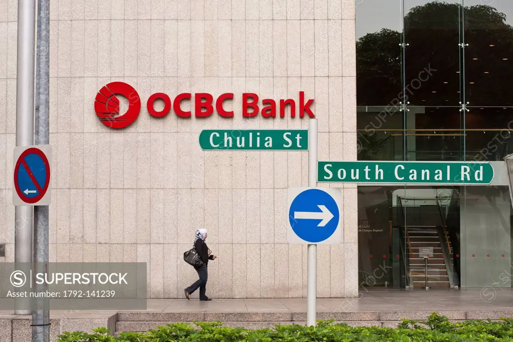 Singapore, Chulia Street et South Canal Road´s intersection, entrance of the Singaporean OCBC Bank Oversea_Chinese Banking Corporation Limited