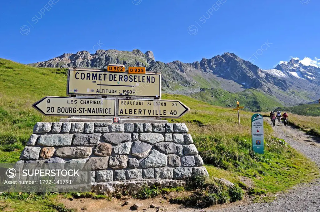 France, Savoie, Beaufortain, pannels at Cormet de Roselend High mountain pass