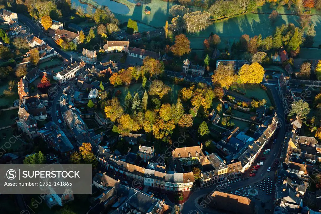 France, Eure, Lyons la Foret, labeled Les Plus Beaux Villages de France The Most Beautiful Villages of France aerial view