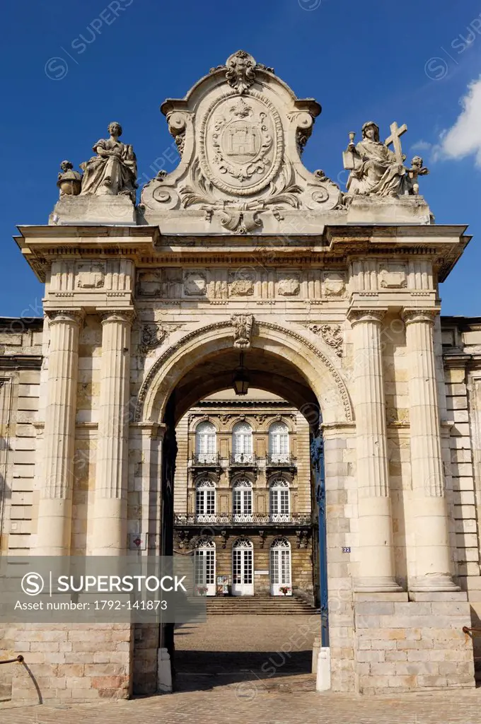 France, Pas de Calais, Arras, gate to the abbey of Saint Vaast which houses the Museum of Fine Arts and the Library of Arras