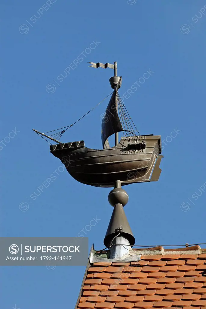 France, Haut Rhin, Soultz, The Nave Museum of Toys, Commandery of the Knights of Malta of the thirteenth century lightning rod weathervane shaped like...