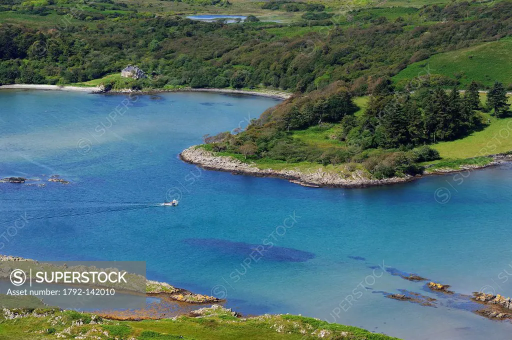 United Kingdom, Scotland, Inner Hebrides, Islay Island, Ardilistry Bay on the East Coast aerial view