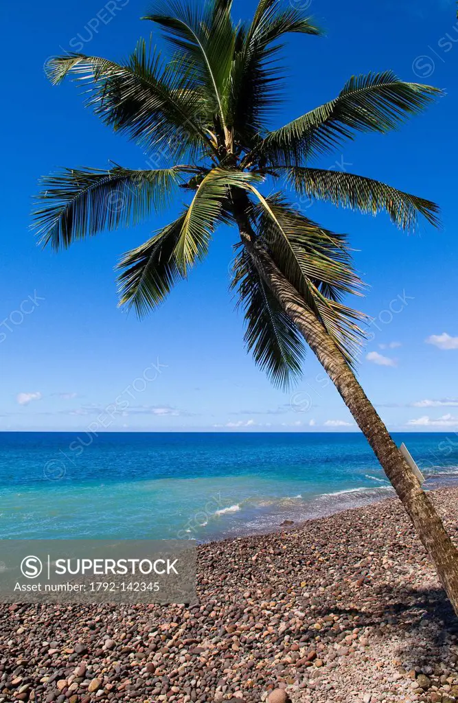 Dominica, beach of Pointe Guignard at place named Champagne Bay between Roseau and Souffriere at South West of the island