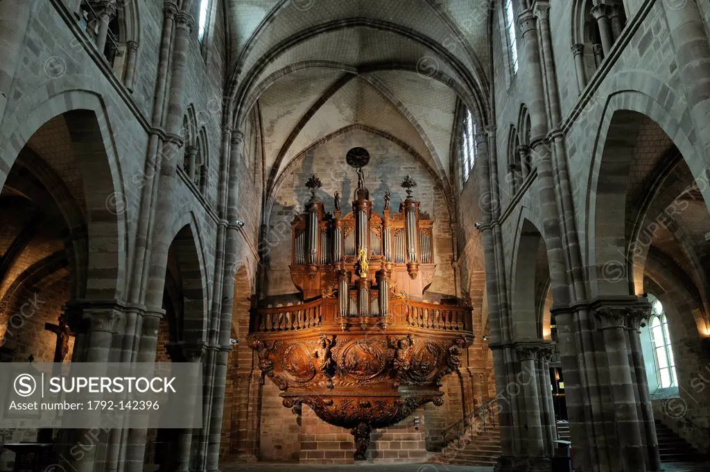 France, Haute Saone, Luxeuil les Bains, Former Abbey of Saint Colomban, the basilica organ case built between 1617 and 1680