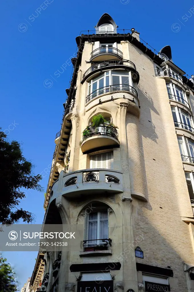 France, Paris, 142 avenue de Versailles building in Art Nouveau style by Hector Guimard