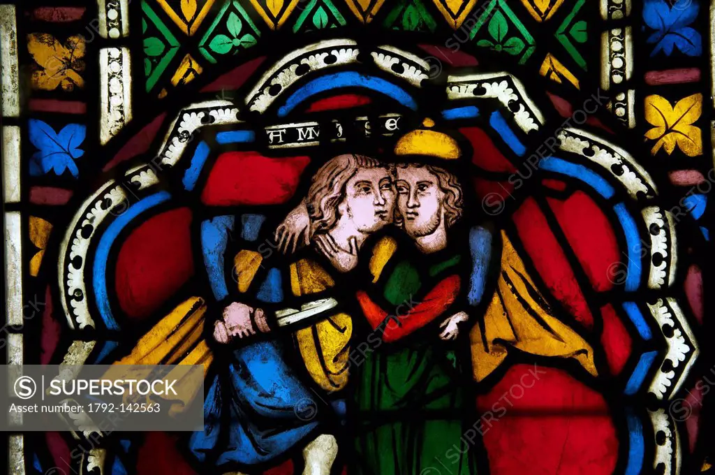 France, Bas Rhin, Strasbourg, old city listed as World Heritage by UNESCO, Musee de l´Oeuvre Notre Dame Frauenhausmuseum, stained glass windows room, ...