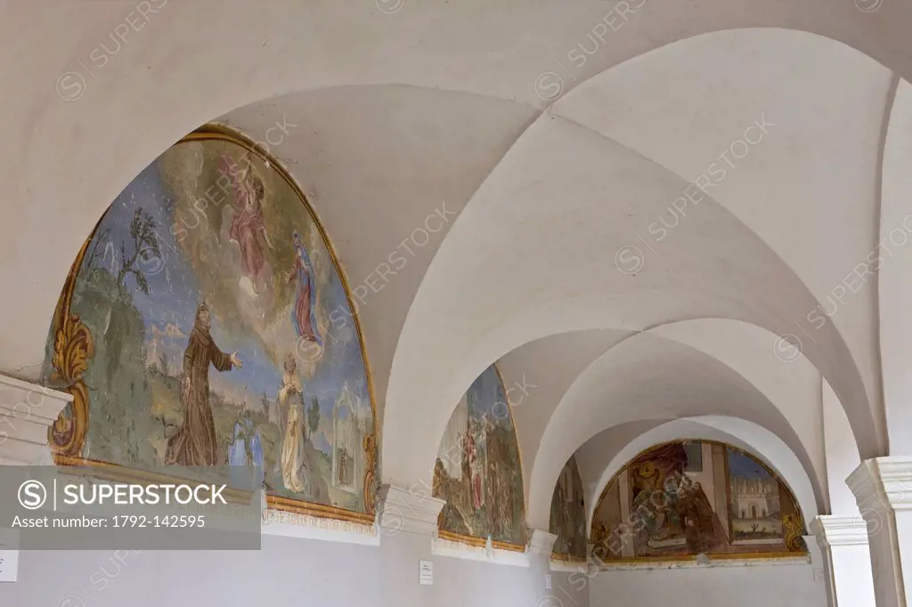 France, Alpes Maritimes, Saorge, paintings of the Cloister of the Convent of the Franciscans