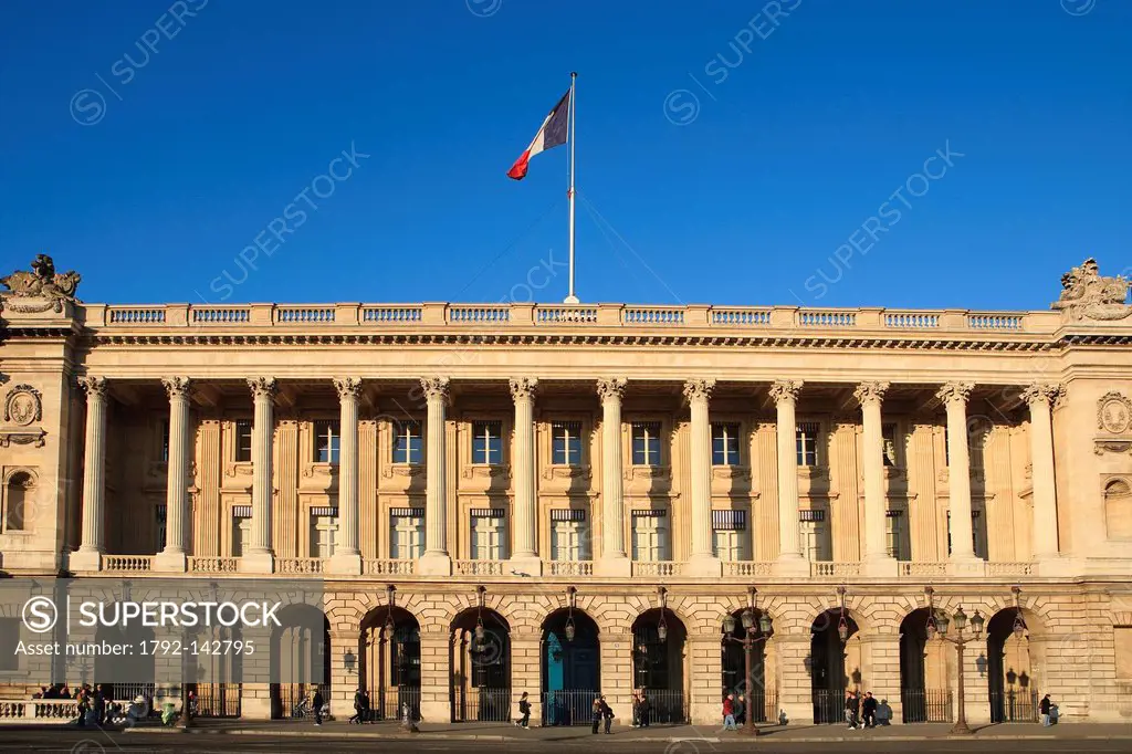 France, Paris, Place de la Concorde, facade of the Hotel de la Marine