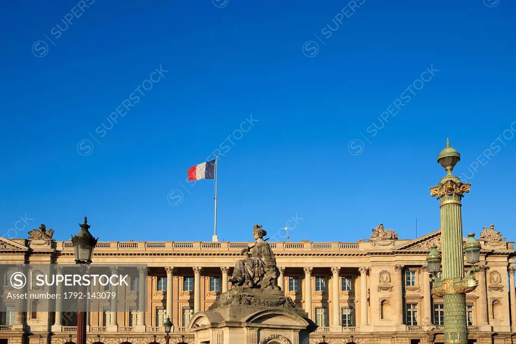 France, Paris, Place de la Concorde, facade of the Hotel de la Marine