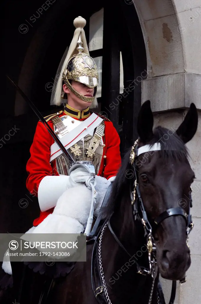 United Kingdom, Horse Guards, English guard on horseback with his sword