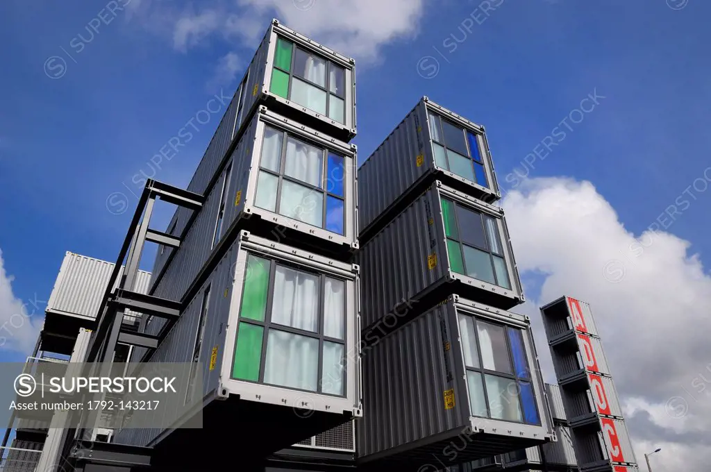 France, Seine Maritime, Le Havre, student residence Adock created from containers