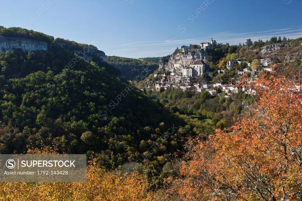 France, Lot, Rocamadour, Rocamadour The village overlooks the Canyon of the Alzou, religious city
