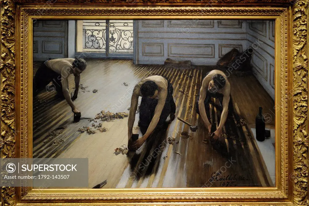 France, Paris, the Orsay Museum, Les raboteurs de parquet The Floor Planers 1875 by Gustave Caillebotte