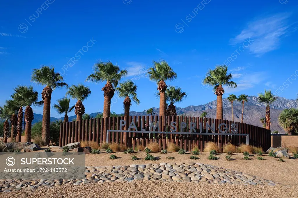 United States, California, Palm Springs, sign at the city limits