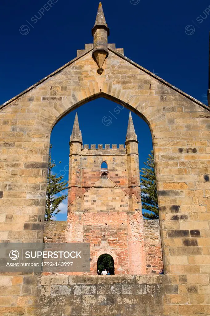 Australia, Tasmania, Port Arthur Penal colony, listed as World Heritage by UNESCO, church ericted by convicts in 1837