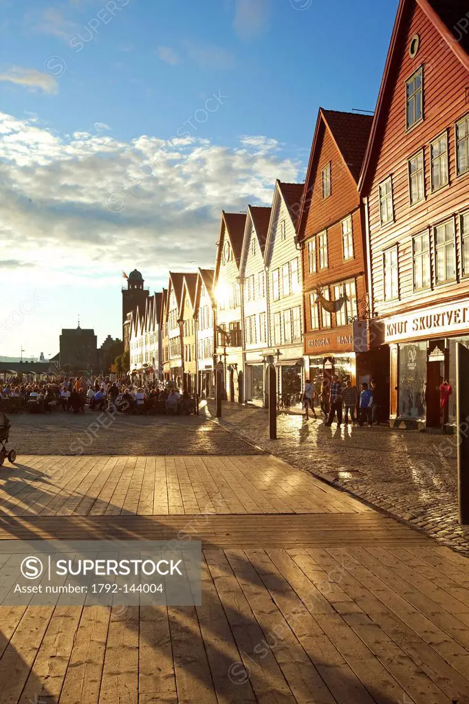 Norway, Hordaland County, Bergen, wooden houses of Bryggen, listed as World Heritage by UNESCO, former counter the Hanseatic League Hanse