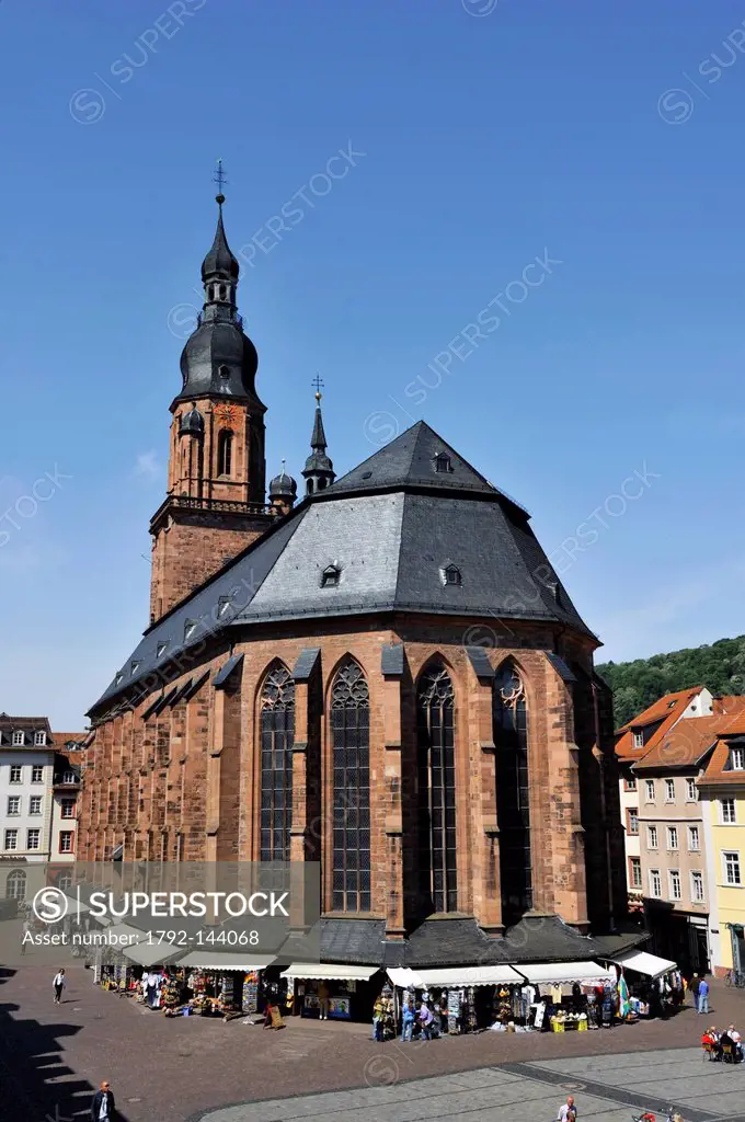 Germany, Baden Wrttemberg, Heidelberg, Marktplatz, the church of the Holy Spirit Heiliggeistkirche