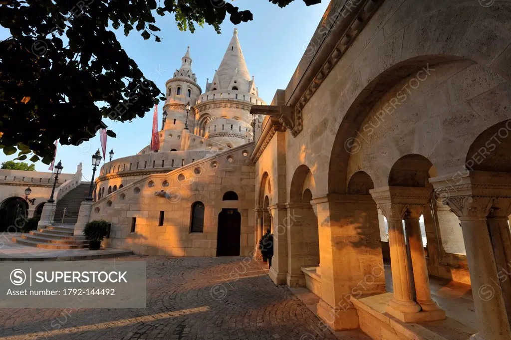 Hungary, Budapest, the historical Buda Castle district listed as World Heritage by UNESCO, Fisherman´s Bastion, Neoromanesque stylre of the end of 19t...