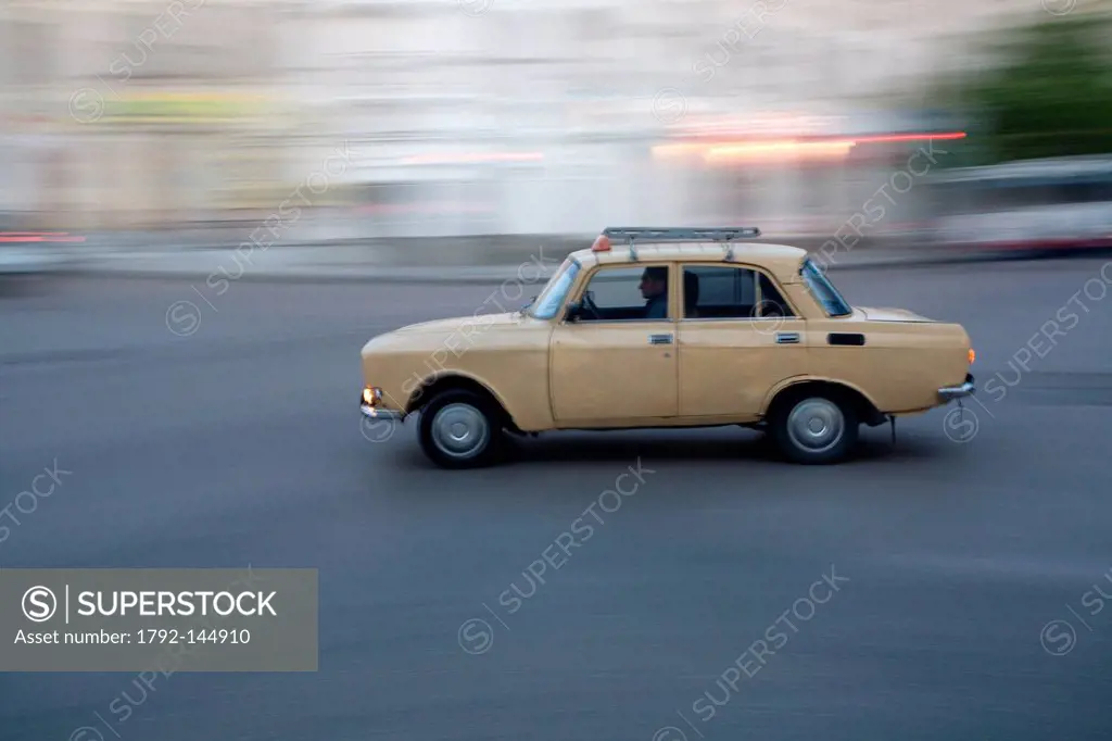Ukraine, Crimea, Sebastopol, Lada car at a crossroad in the city