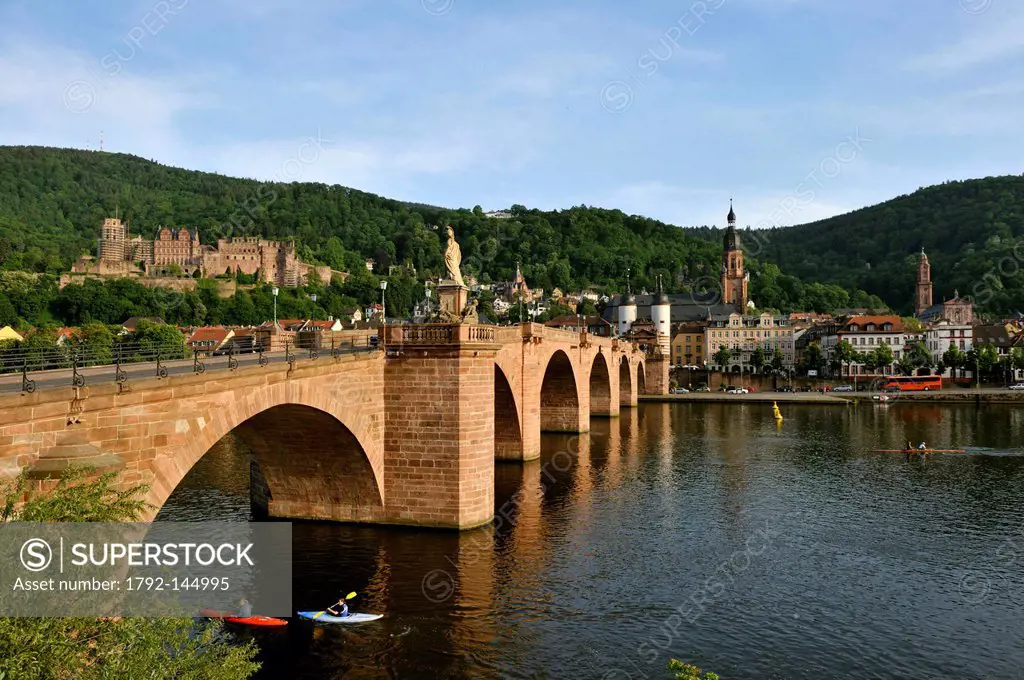 Germany, Baden Wrttemberg, Heidelberg, the city from the right bank of the Neckar and the old bridge Karl_Theodor Brcke