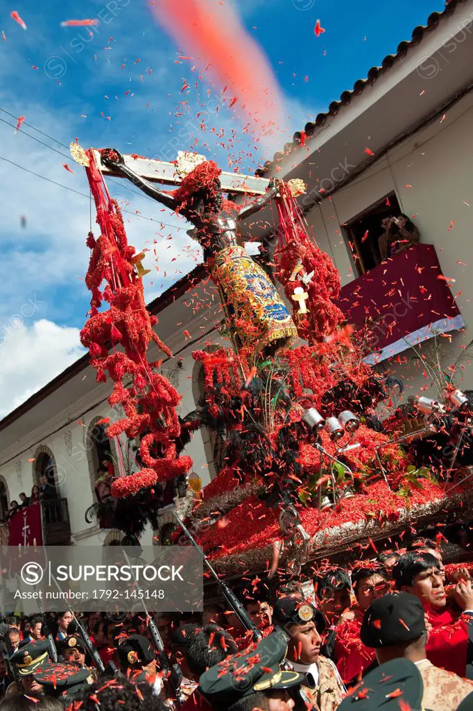 Peru, Cuzco Province, Cuzco, listed as World Heritage by UNESCO, Easter, Easter Monday, a procession of Christ on Earthquakes, black christ, patron of...