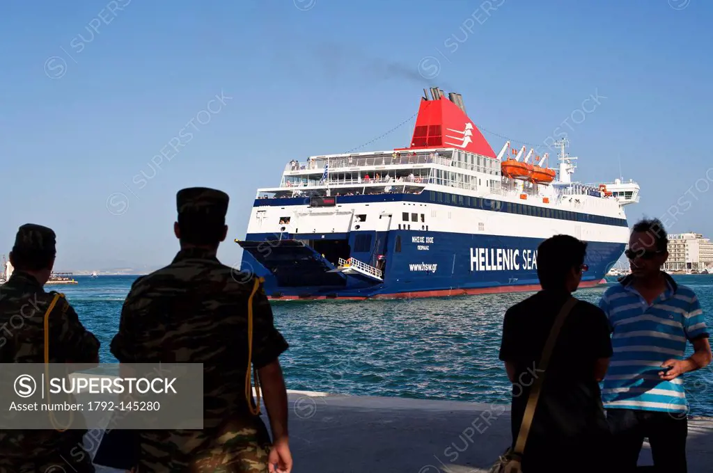 Greece, Chios Island, the ferry arrives in the port of Chios