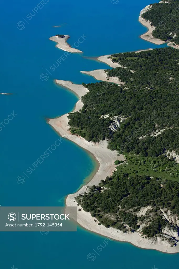 France, Hautes Alpes, Serre Poncon lake, aerial view