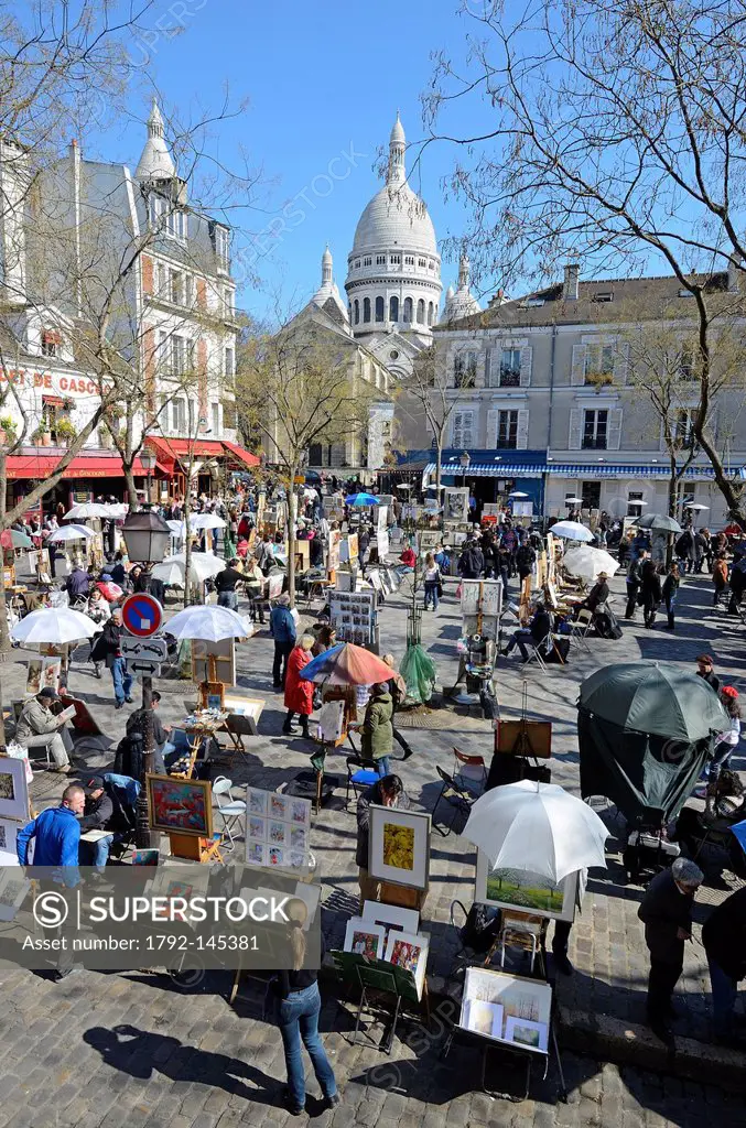 France, Paris, Montmartre, place du Tertre Tertre square and its painters