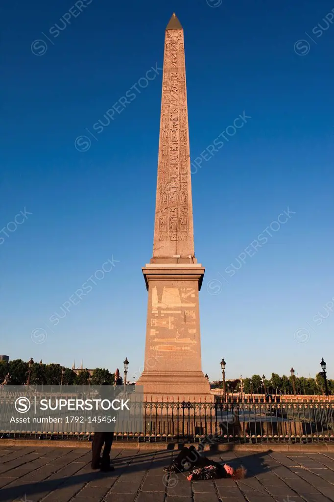 France, Paris, Place de la Concorde, punks in front of the Obelisk