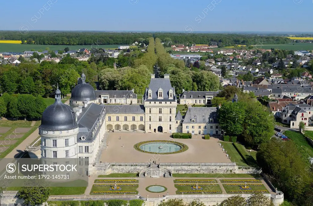France, Indre, Loire Castles, Chateau de Valencay aerial view