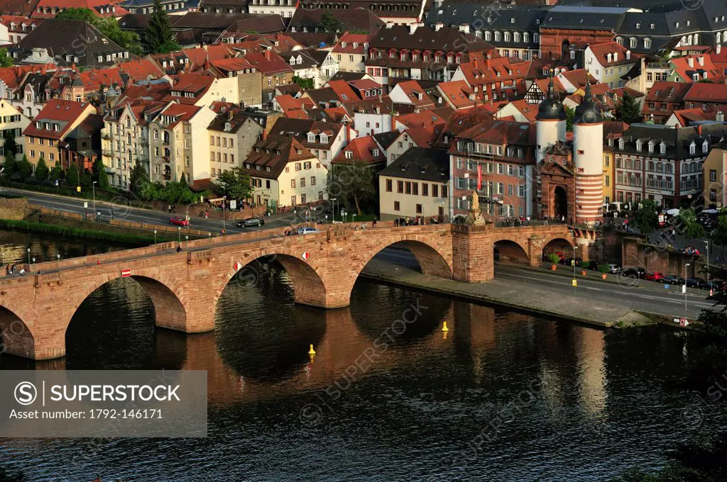 Germany, Baden Wrttemberg, Heidelberg, the city from the right bank of the Neckar and the old bridge Karl_Theodor Brcke