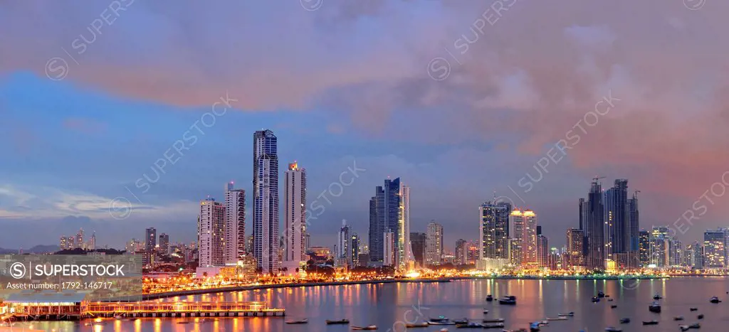 Panama, Panama City, the waterfront and skyscrapers