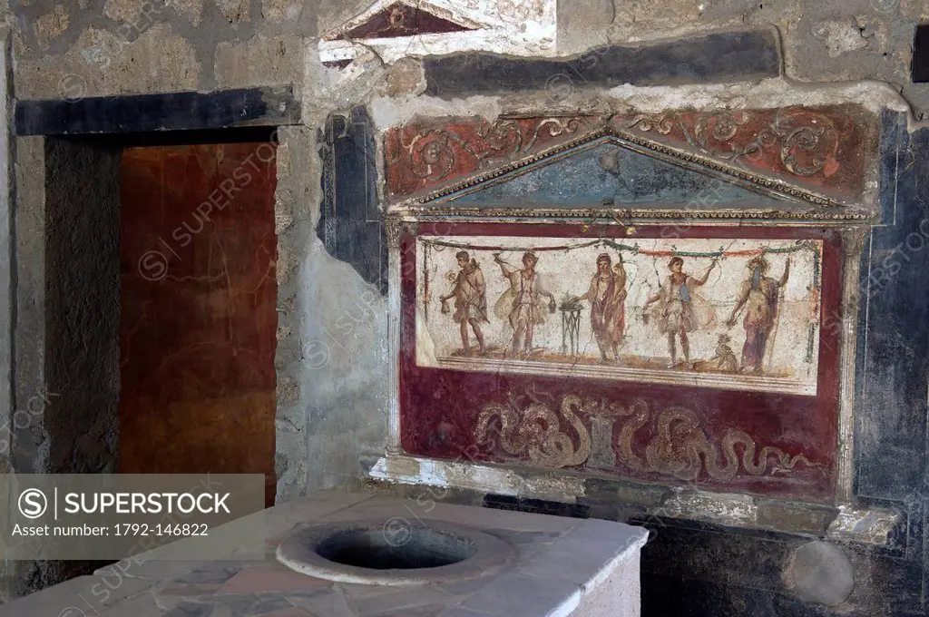 Italy, Campania, Pompei, archeological site listed as World Heritage by UNESCO thermopolium Lucius Vetutius Placidus