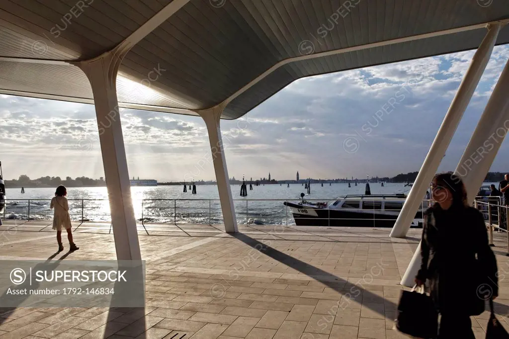 Italy, Venetia, Venice, listed as World Heritage by UNESCO, Lido vaporetto station