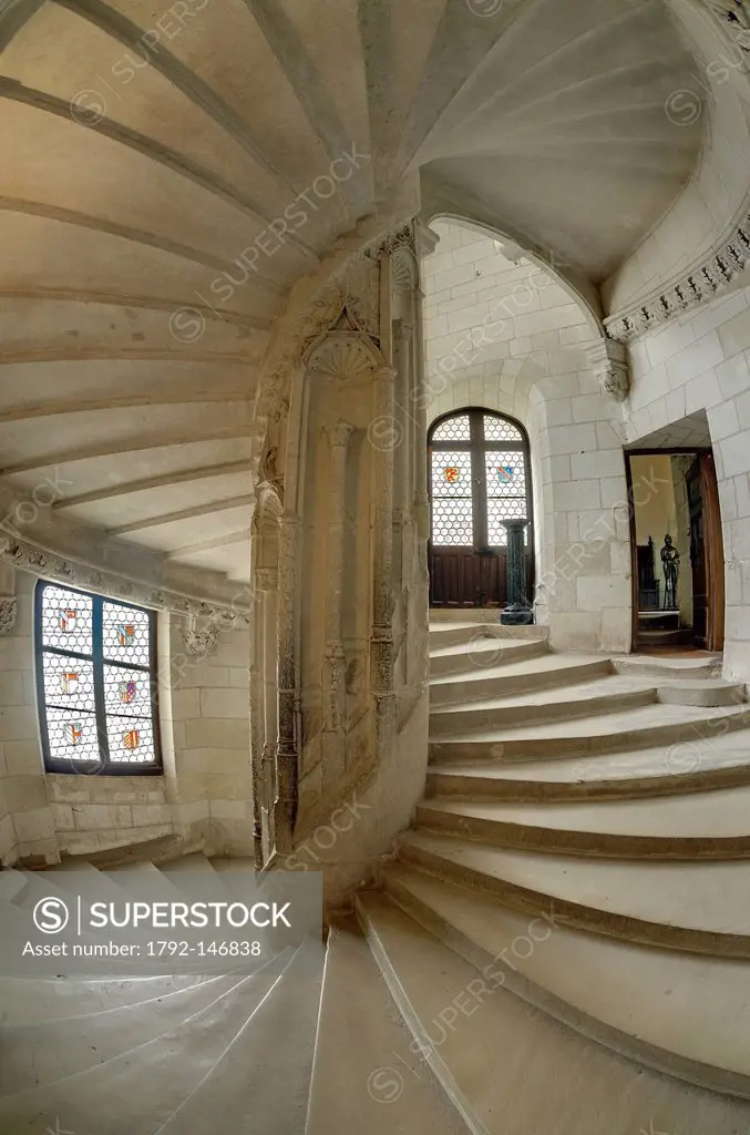 France, Loir et Cher, Loire Valley listed as World Heritage by UNESCO, Chateau de Chaumont sur Loire, the staircase