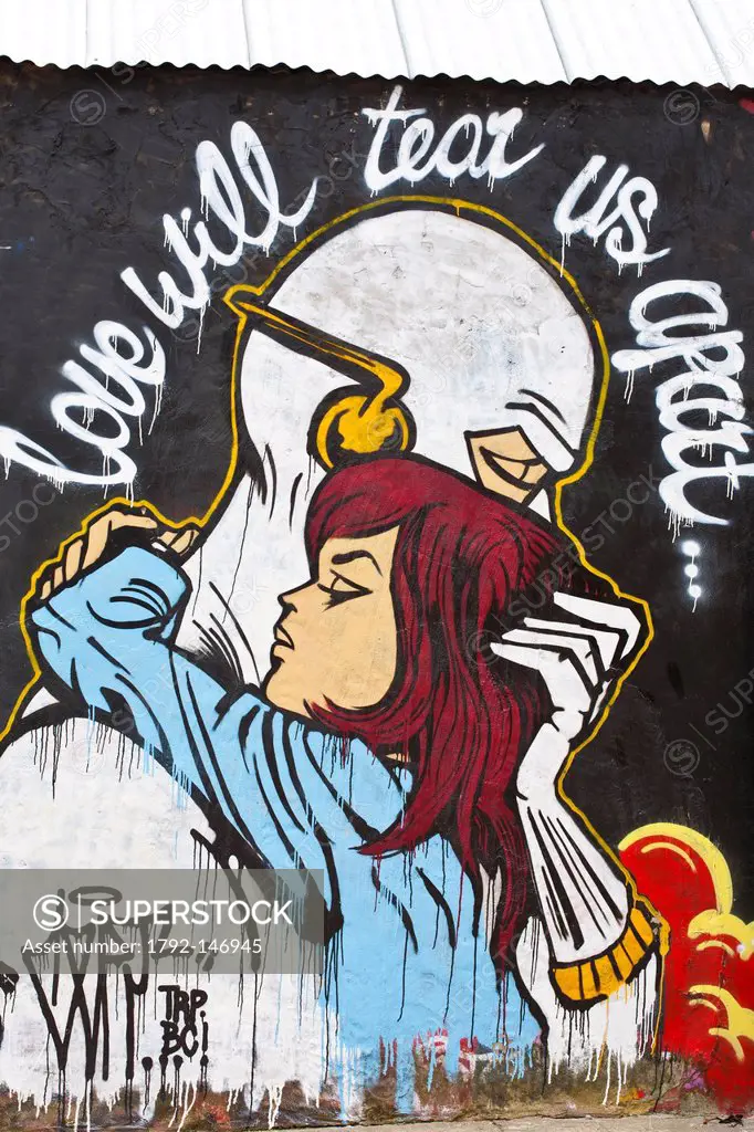 United Kingdom, London, Hackney, Shoreditch, graffiti by CEPT representing a super hero