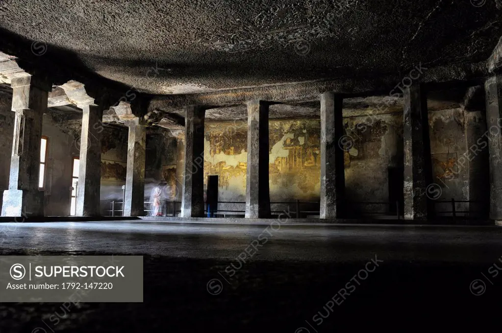 India, Maharastra state, Ajanta, caves of Ajanta listed as World Heritage by UNESCO, cave N17, Vihara, mahayana style