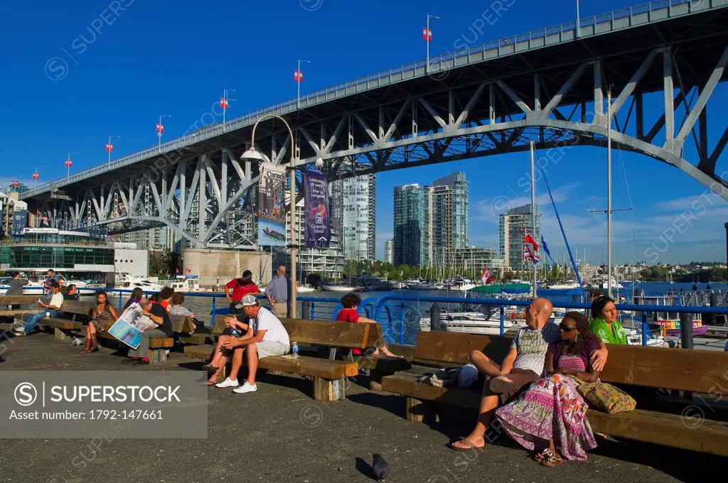 Canada, British Columbia, Vancouver, downtown view from renovat district of Granville island