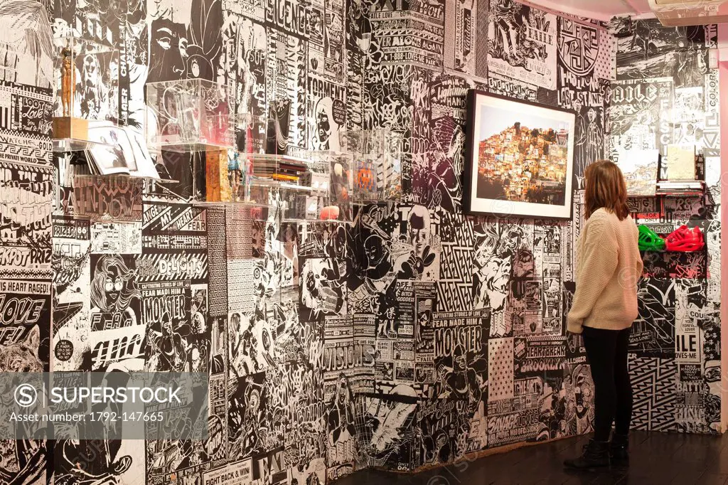 United Kingdom, London, Soho, Greek Street, The Outsiders gallery specialised in Street Art artists such as JR, Invader, Banksy