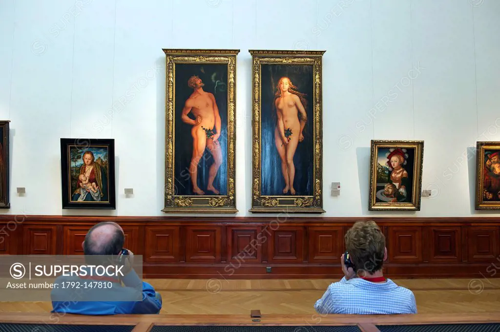 Hungary, Budapest, listed as World Heritage by UNESCO, Hosok tere Hereos Square, Fine Arts Museum, Adam and Eve par Hans Baldung Grien