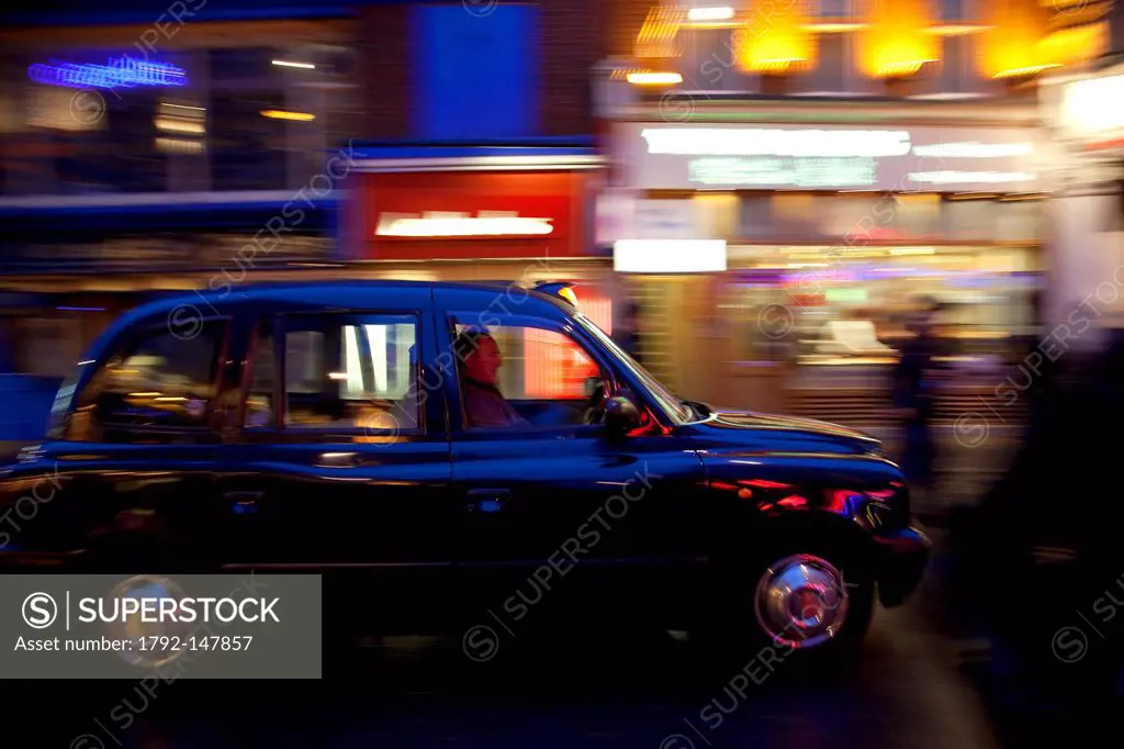 United Kingdom, London, Soho, Chinatown, Whitecomb Street, London taxi
